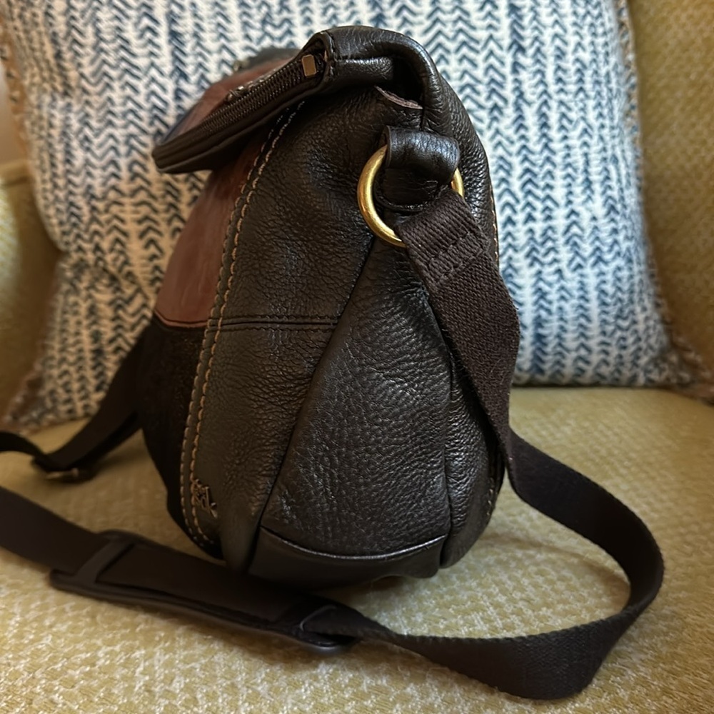 The Sak Indio Leather Patchwork Crossbody Bag - Black/Brown/Metallic Copper - Picture 5 of 15